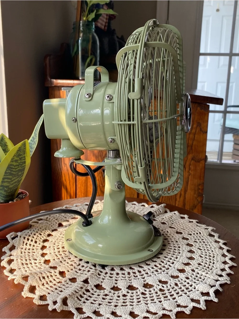 NEW! Allaire Restoration Hardware Vintage Retro Table Fan in Sage Green 3 Speeds